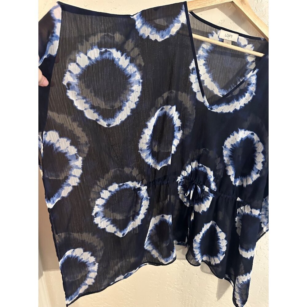 Ann Taylor Loft Tie Dye Semi Sheer Flowy Beach Swimsuit coverup - Picture 3 of 7